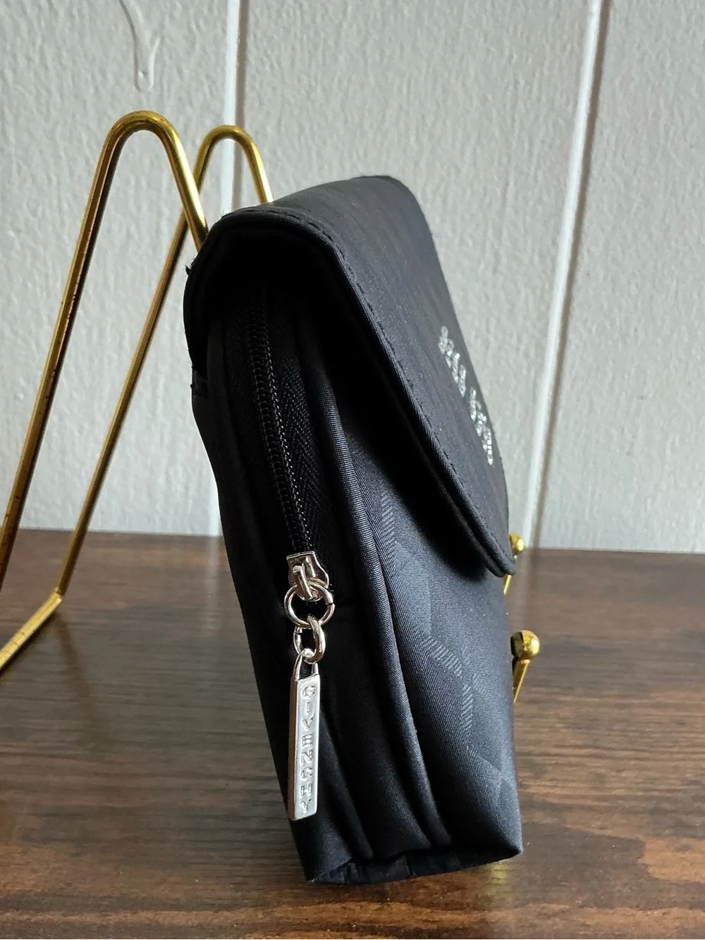A vintage GWP Givenchy Parfums crystal-embellished makeup pouch/clutch Bag